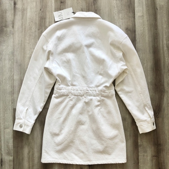Zara, White, Denim, Dress, Size XS, Snap Up, Long Sleeve, New With Tags - Picture 6 of 16